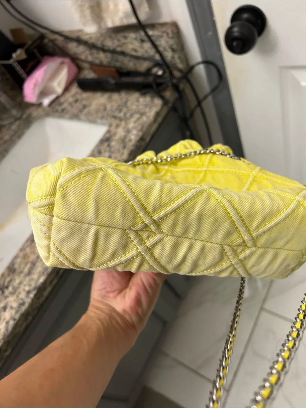 NWT TORY BURCH mini Fleming denim soft hobo bag.